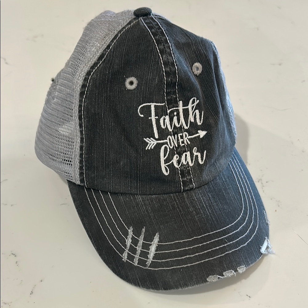 Black and Gray Distressed Cap